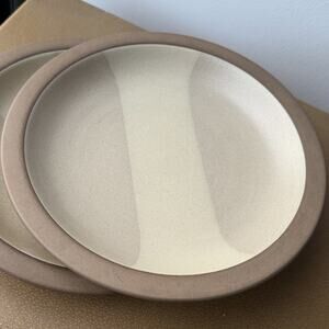 Heath Ceramics Birch Stripe Pattern Salad Plates 9.25” Set of 2 Rim Line Pottery